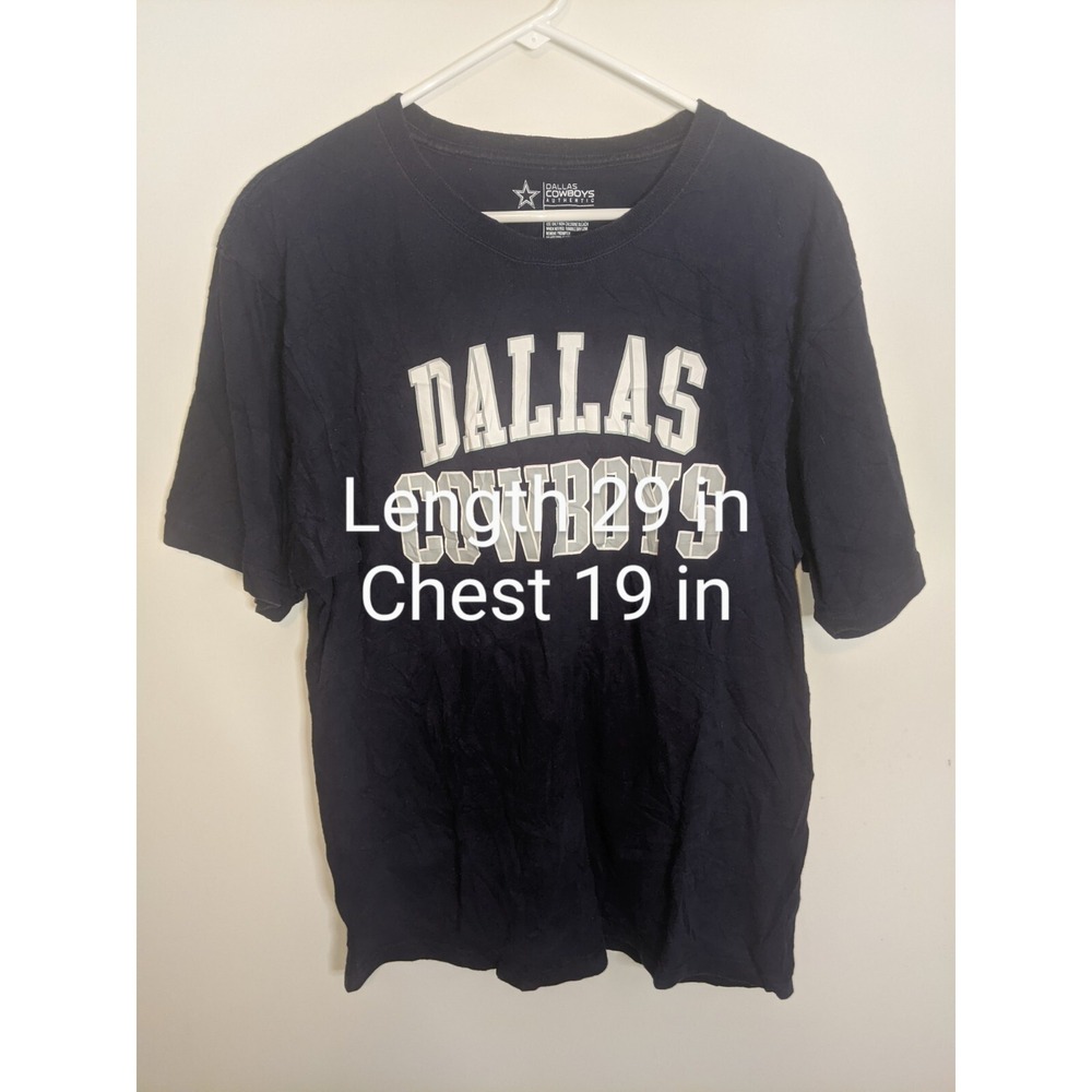 Dallas Cowboys Shirt Men's Large Crew Neck Dark Blue Tee 100% Cotton NFL